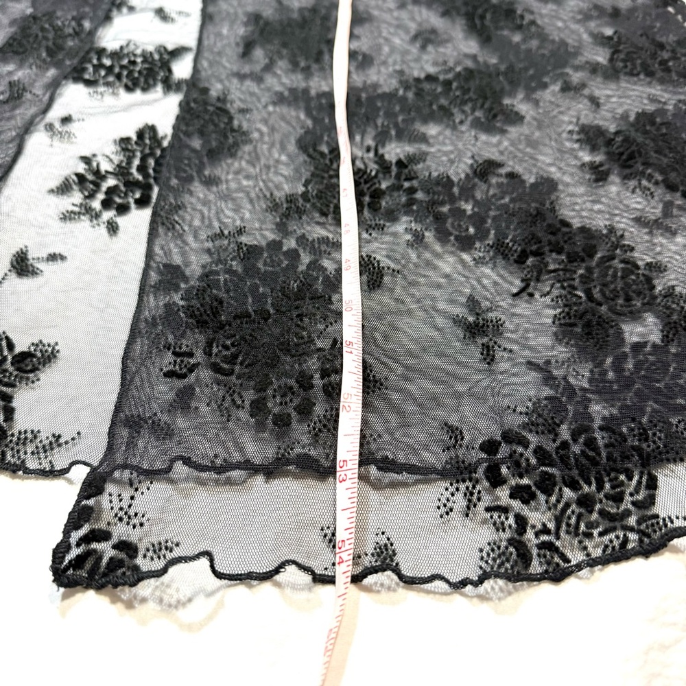 Sheer Black Velvet Floral Lace Slip Maxi Dress Rose Bow Whimsygoth Fairy Grunge - Picture 15 of 15